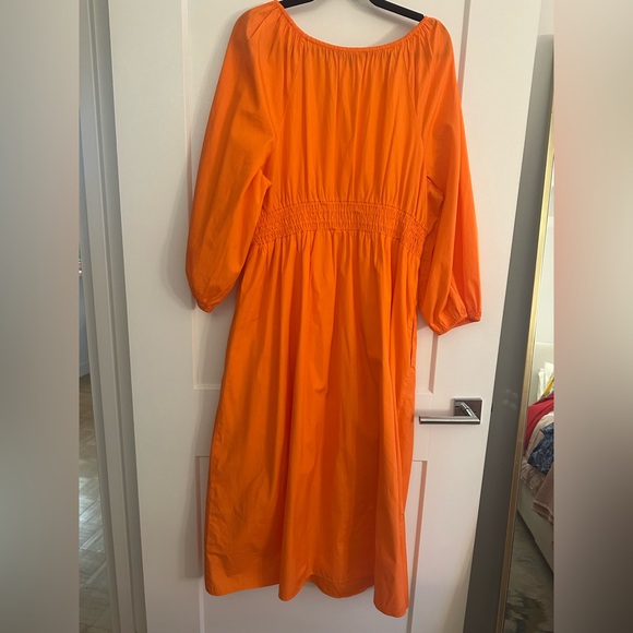 Jcrew V-neck midi dress in cotton poplin orange XL - Picture 10 of 14